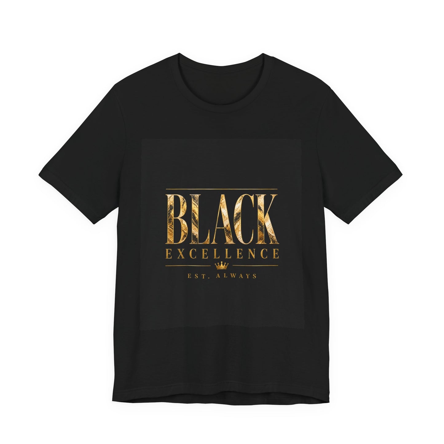 Black Excellence Tee — Gold Foil Graphic Short Sleeve Shirt