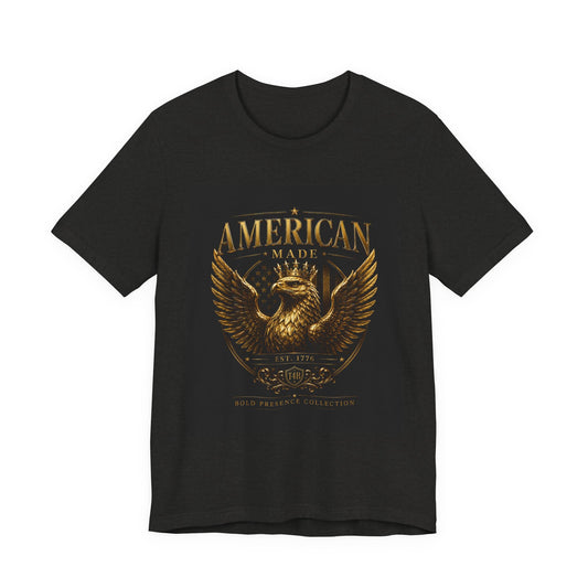 American Made Eagle T-Shirt — Vintage Gold Patriotic Tee