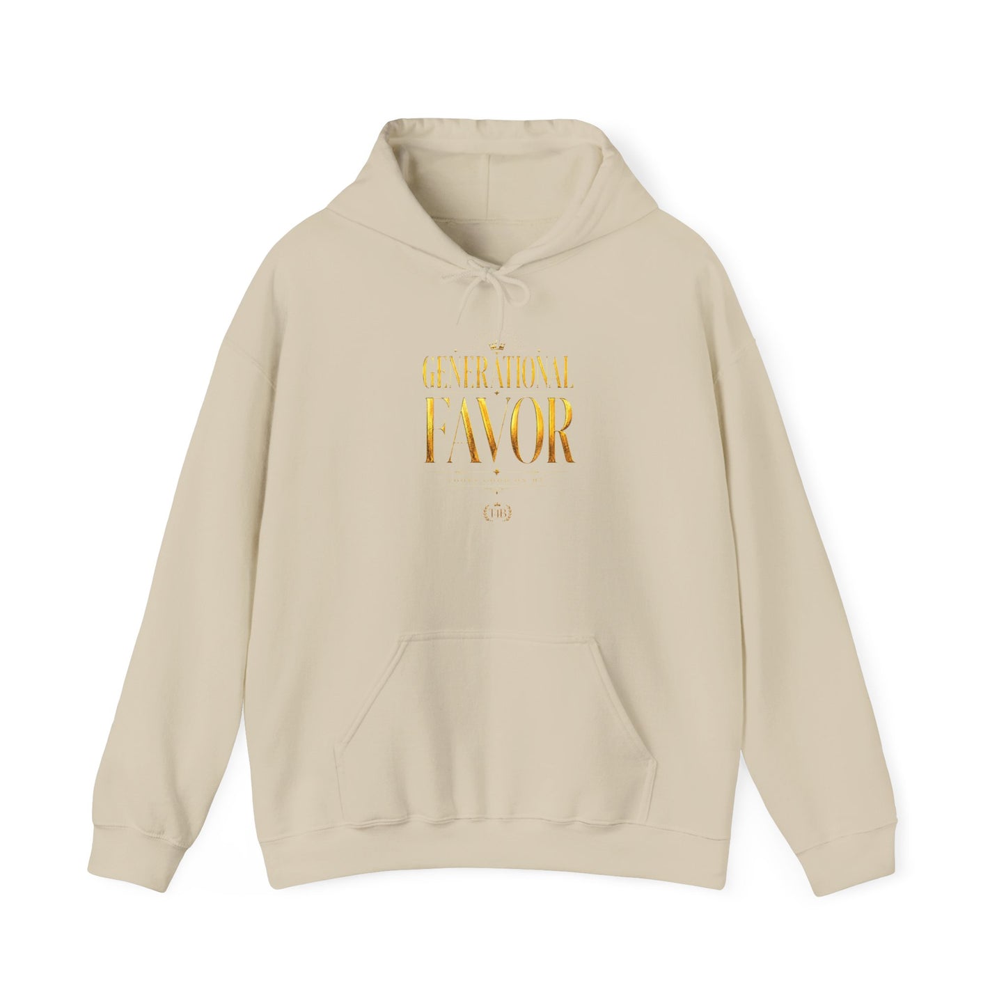 Generational Favor Hoodie — Inspirational Gold Script Hooded Sweatshirt