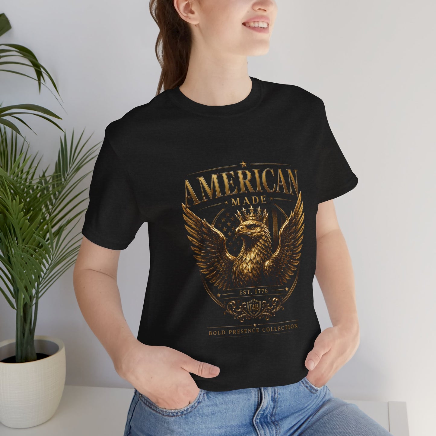 American Made Eagle T-Shirt — Vintage Gold Patriotic Tee