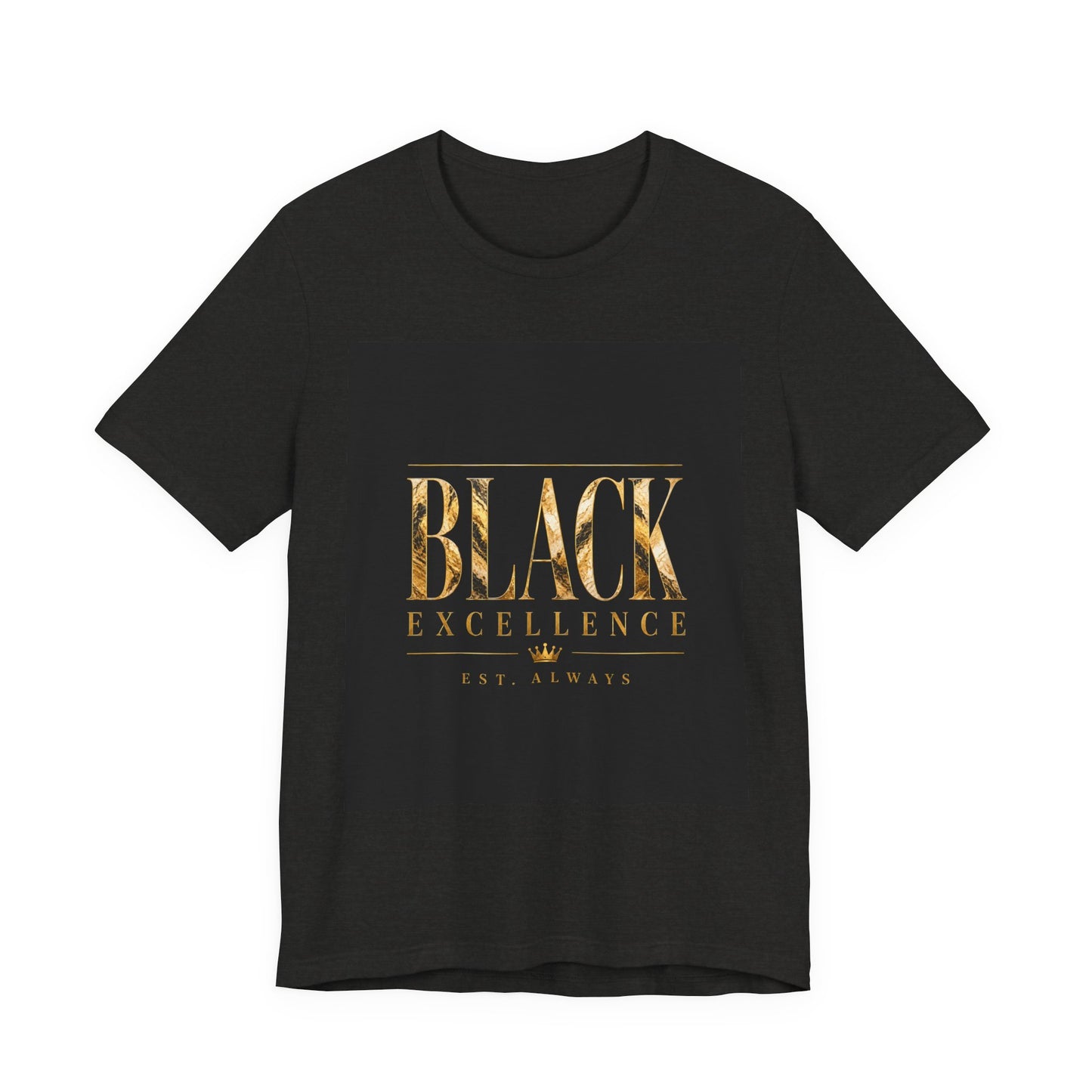 Black Excellence Tee — Gold Foil Graphic Short Sleeve Shirt