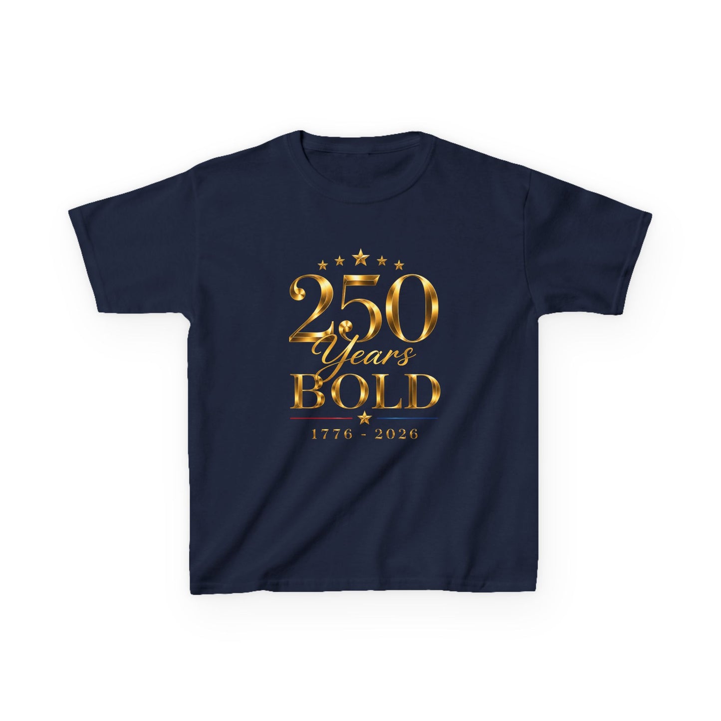 Kids Tee — "250 Years Bold" Gold Anniversary Graphic