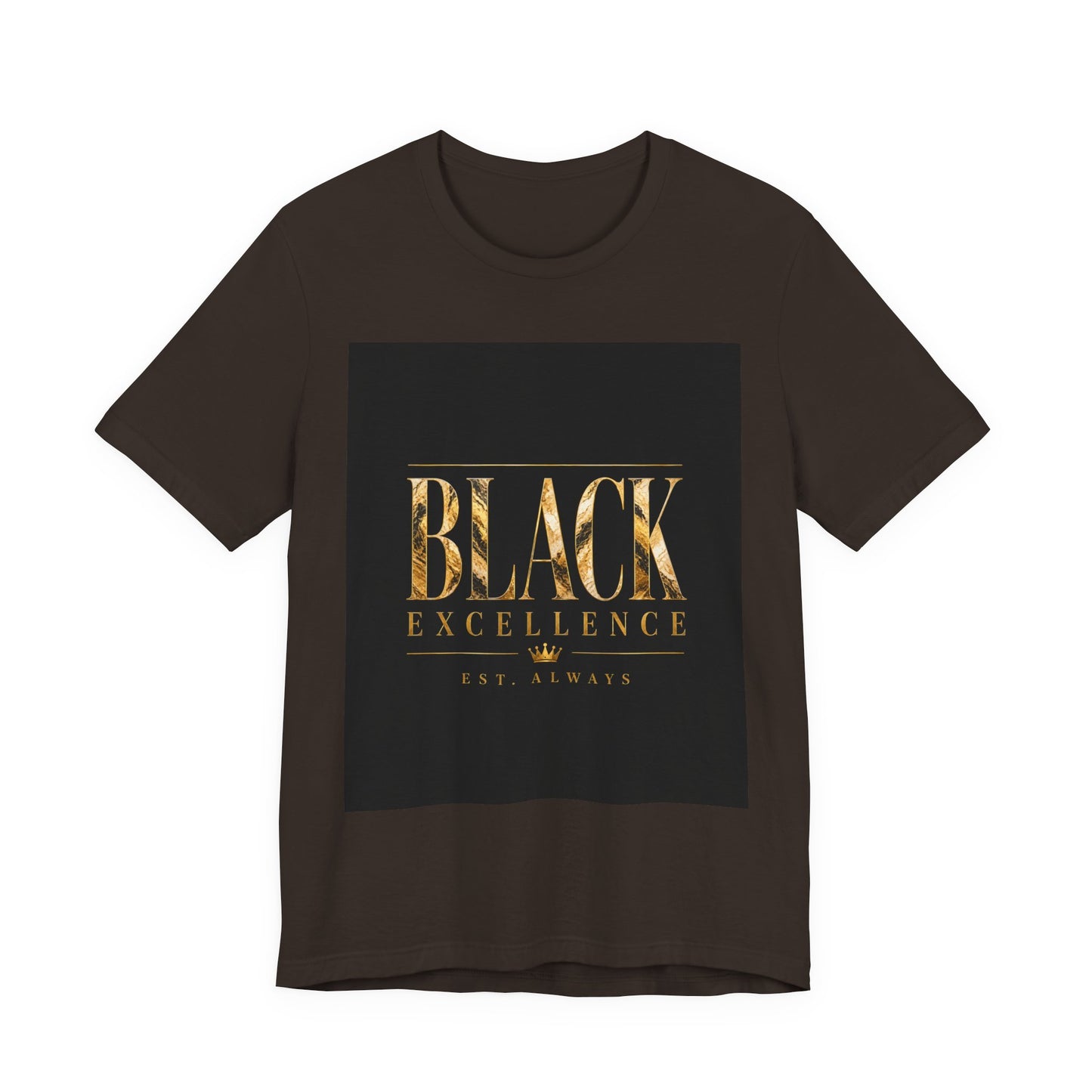 Black Excellence Tee — Gold Foil Graphic Short Sleeve Shirt