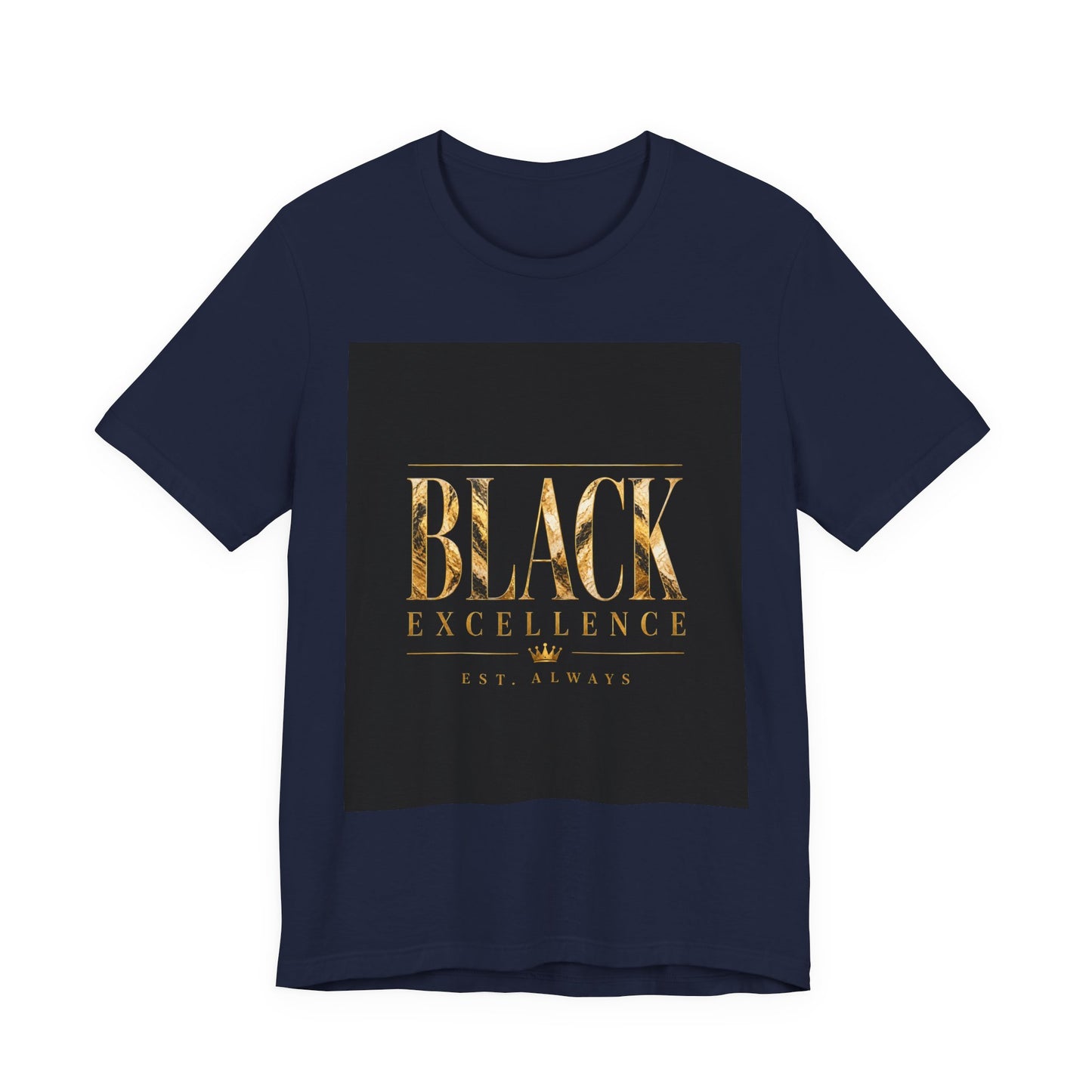 Black Excellence Tee — Gold Foil Graphic Short Sleeve Shirt