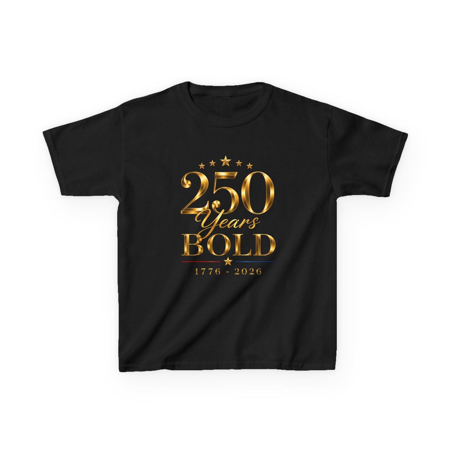 Kids Tee — "250 Years Bold" Gold Anniversary Graphic