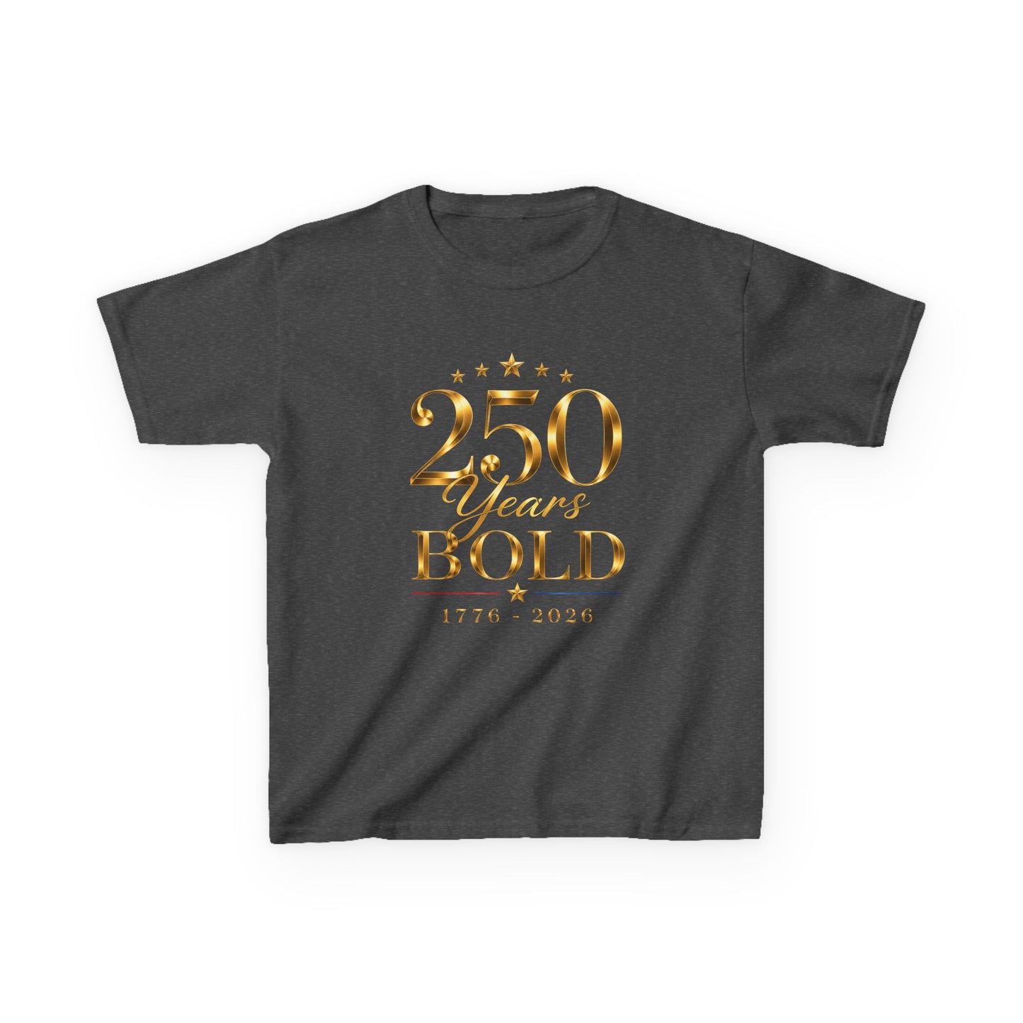 Kids Tee — "250 Years Bold" Gold Anniversary Graphic