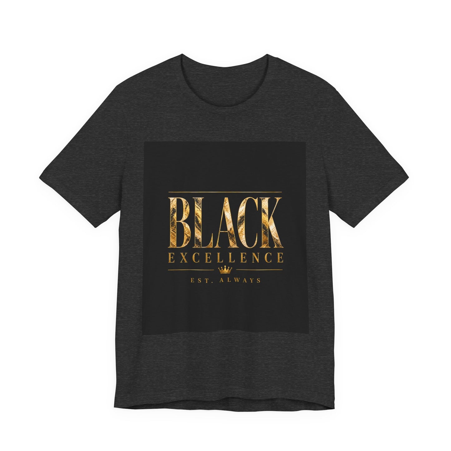 Black Excellence Tee — Gold Foil Graphic Short Sleeve Shirt