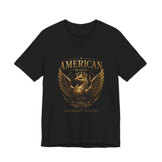 American Made Eagle T-Shirt — Vintage Gold Patriotic Tee