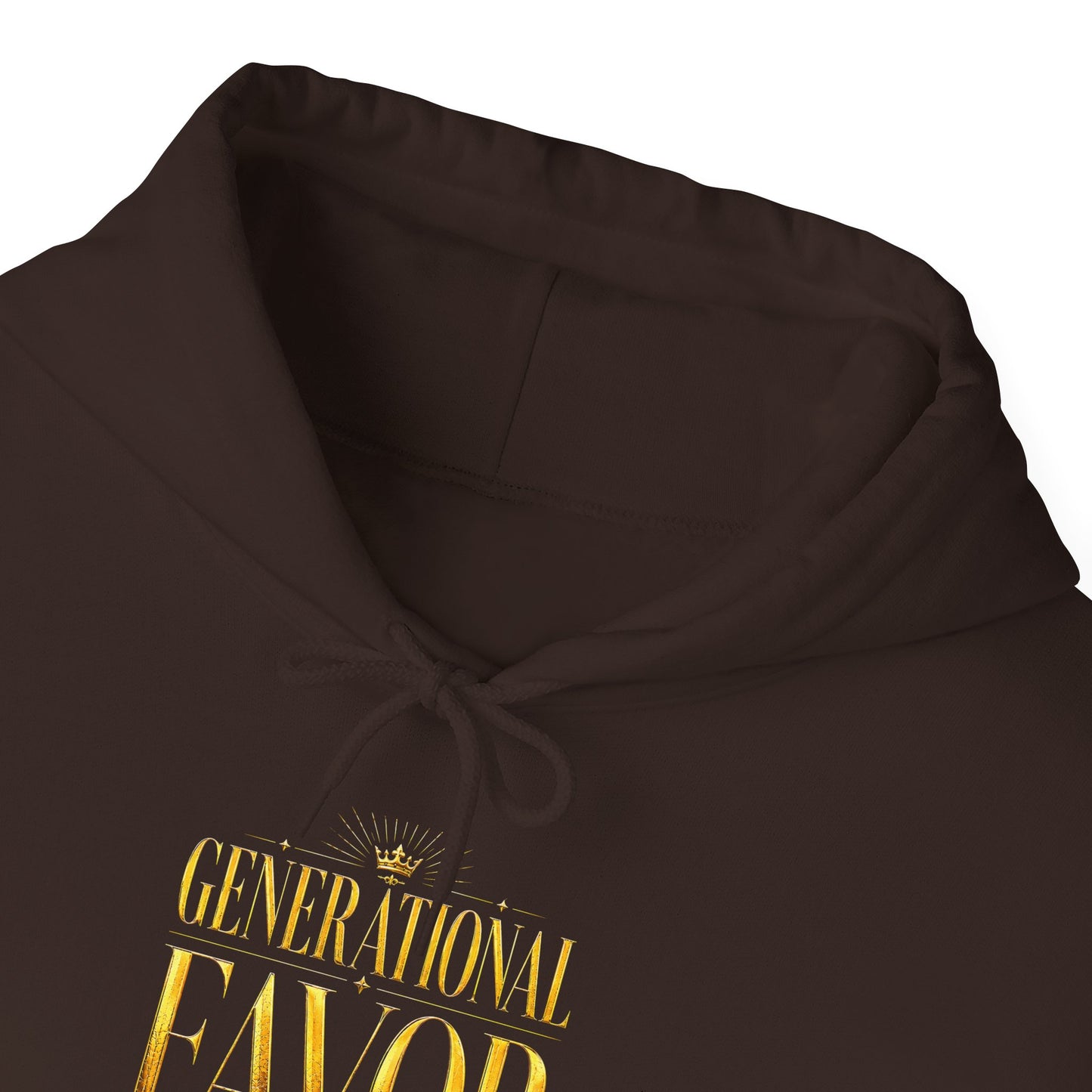Generational Favor Hoodie — Inspirational Gold Script Hooded Sweatshirt