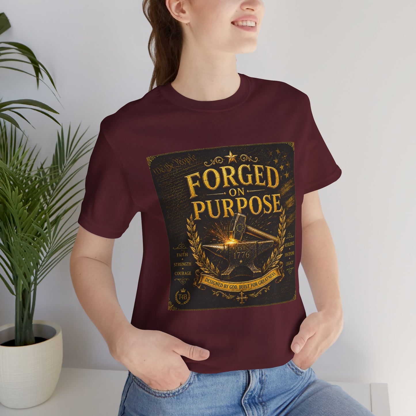 Forged on Purpose Tee — Inspirational Blacksmith/Metalworker Graphic T-Shirt