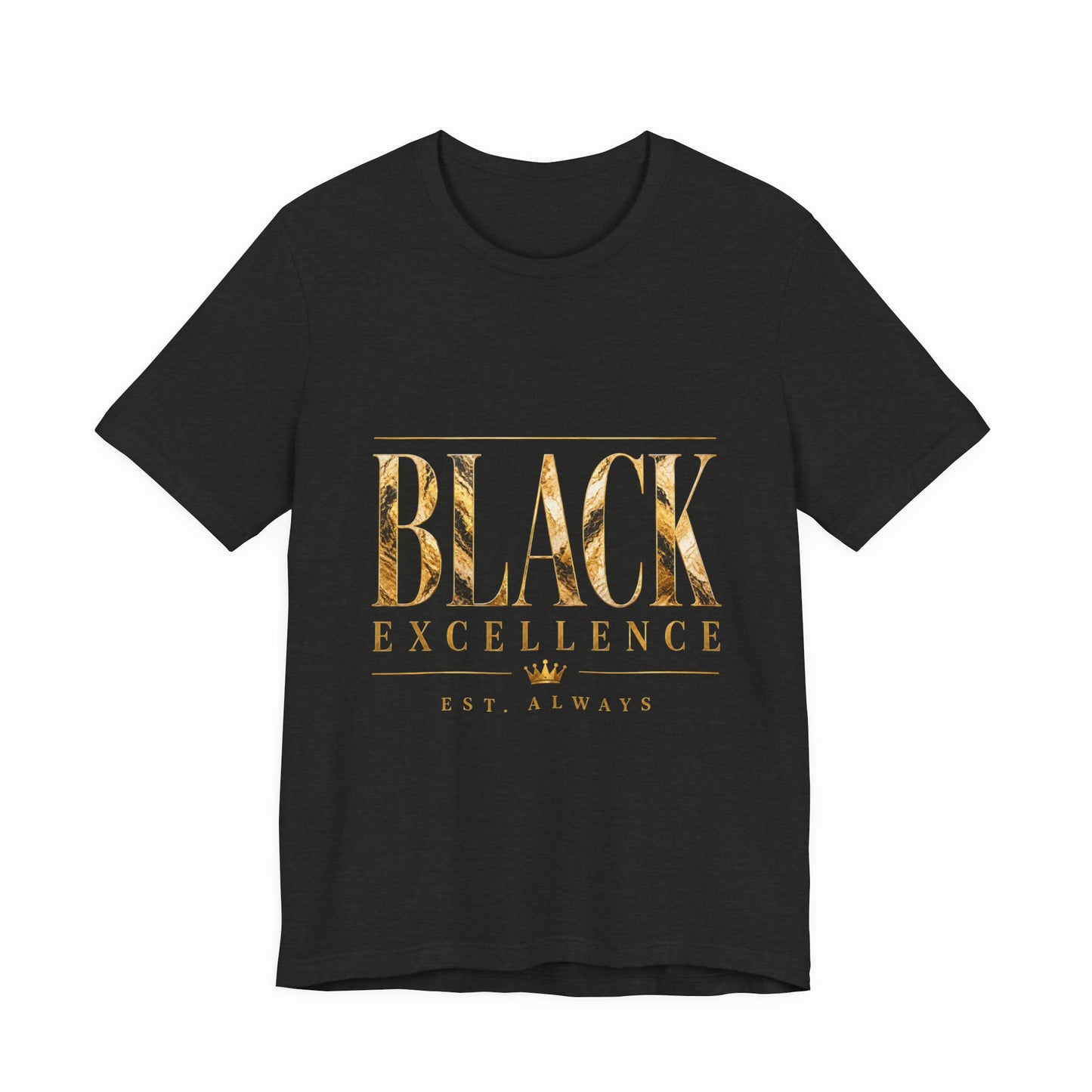 Black Excellence Tee — Gold Foil Graphic Short Sleeve Shirt
