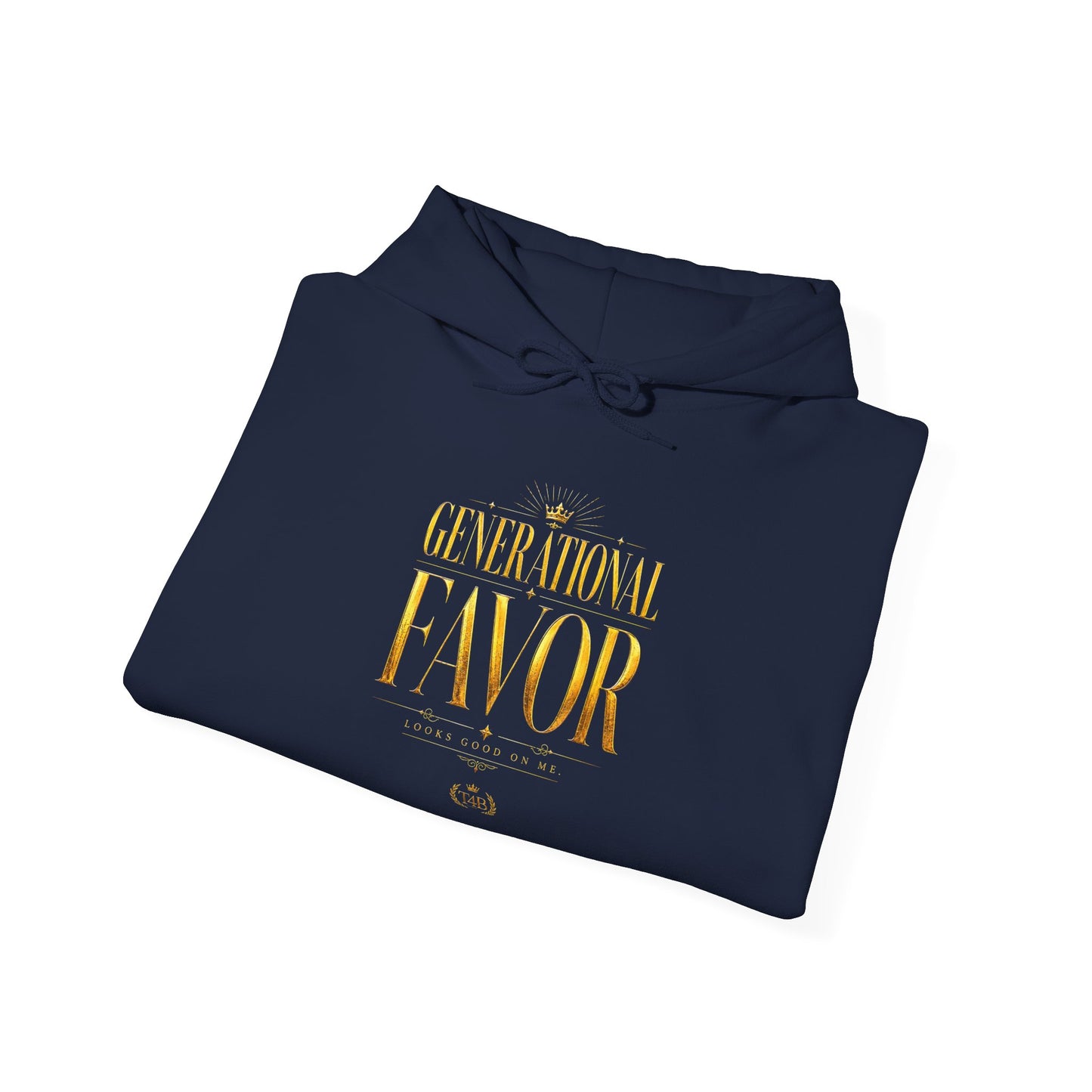 Generational Favor Hoodie — Inspirational Gold Script Hooded Sweatshirt