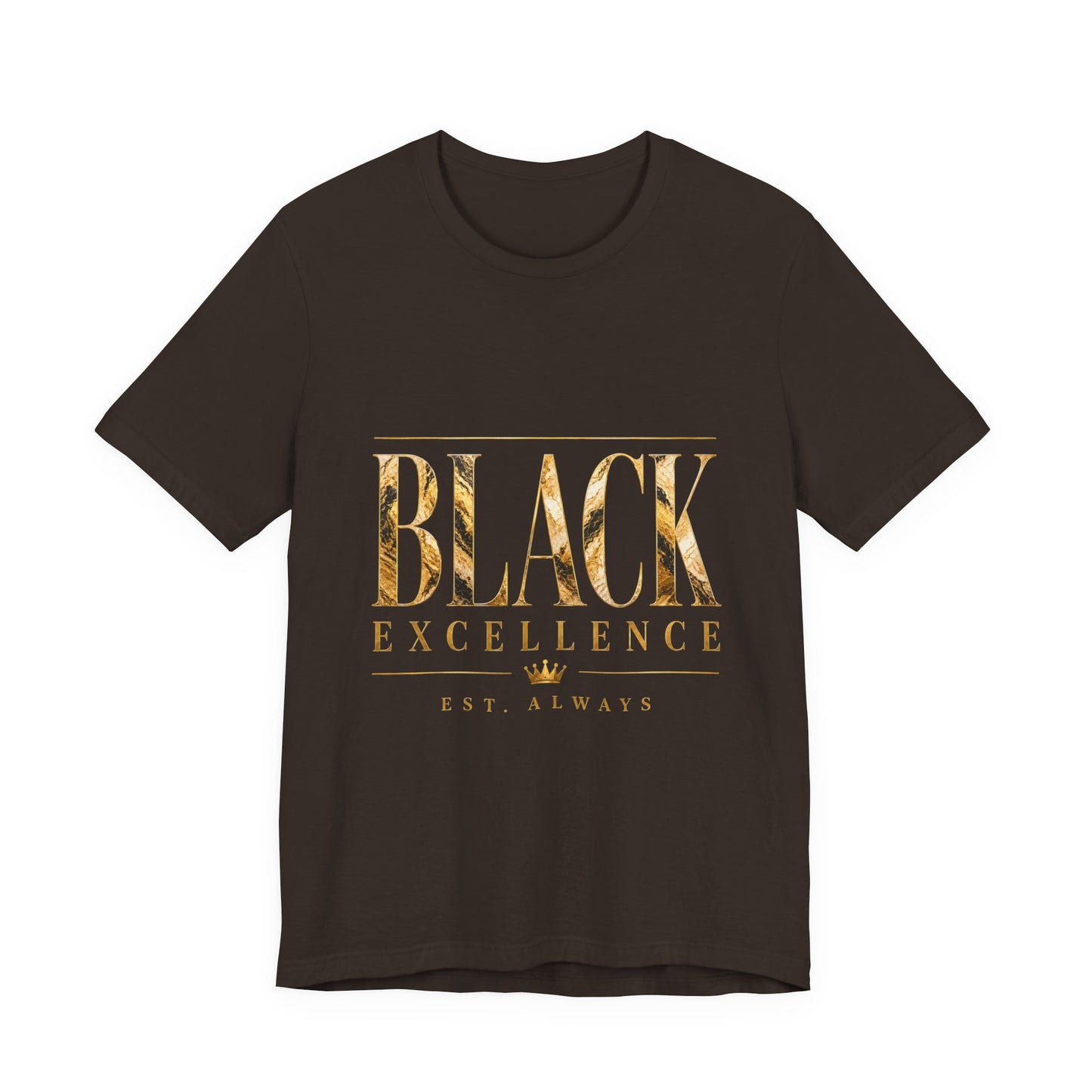Black Excellence Tee — Gold Foil Graphic Short Sleeve Shirt