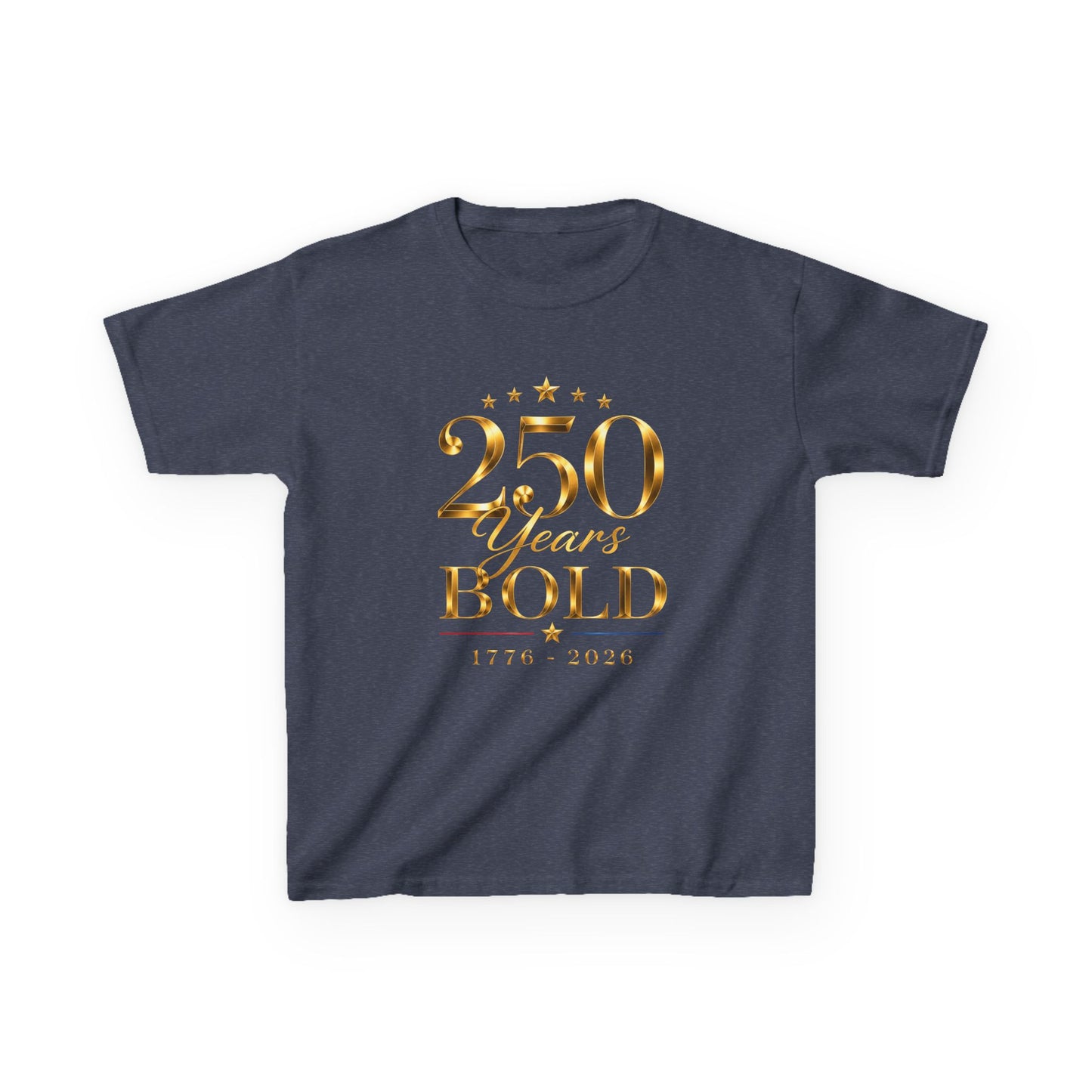 Kids Tee — "250 Years Bold" Gold Anniversary Graphic