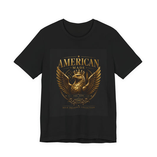 American Made Eagle T-Shirt — Vintage Gold Patriotic Tee